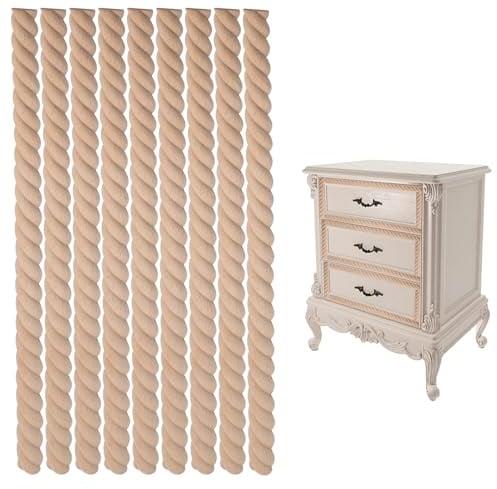 20 Stück unlackierte 3D-dekorative Holzleisten DIY Holzleiste für Zuhause, Wand, Schrank, Regal, Fenster, Tür Länge 40 cm Breite 18 mm (Twist Muster)