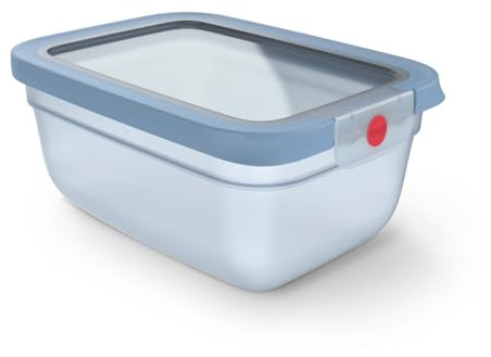 EMSA oneClick Frischhaltedose, verschlossen mit nur 1 x Klick, Lebensmittel 2 x länger frisch, 100% dicht, Made in Germany, 1,5L, gefrier-, mikrowellen- und spülmaschinengeeignet, blau, N1211000
