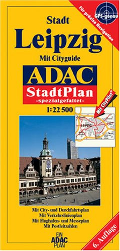 ADAC Stadtpläne, spezialgefaltet, Leipzig: Mit City-, Durchfahrtspl. Mit Verkehrslinienpl. Mit Flughafen- u. Messpl. Mit Postleitzahlen
