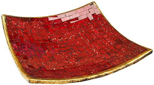 GURU SHOP Eckige Mosaikschale, Untersetzer, Dekoschale, Handgearbeitete Keramik & Glas Obst Schale - Design 1, Size:mittel (25x25 cm)
