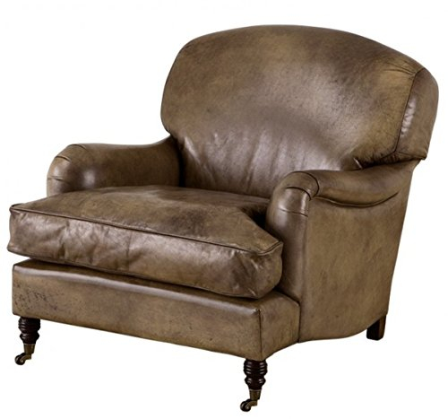 Casa Padrino Chesterfield Luxus Echt Leder Ohrensessel Vintage Leder Olive Club Sessel