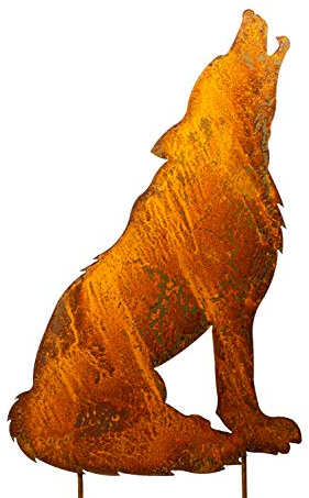 Blümelhuber Gartenstecker Rost Heulender Wolf - Edelrost Deko Wolf Metall - Rost deko für Garten oder Terrasse