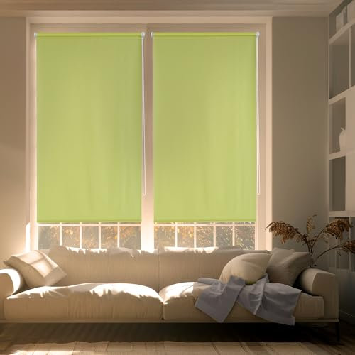 Blindecor Zeus Estor enrollable Easyfix opaco liso - Verde pistacho, 52 x 180 cm (Ancho por Alto). Tamaño de la Tela 49 x 175 cm. Estores sin herramientas blackout