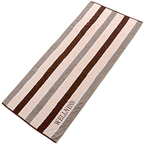 aqua-textil Wellness Saunatuch Doppelpack XXL 90 x 220 cm Streifen braun Baumwolle Sauna Handtuch Frottee Strandtuch