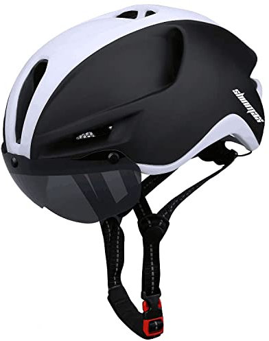 Shinmax Fahrradhelm Herren Damen mit Licht USB-Aufladung Fahrradhelm mit Visier Magnetische Abnehmbarer Leichter MTB Helm Fahrrad Cityhelm Urban Erwachsene Radhelm Atmungsaktiv Verstellbarer 57-62CM