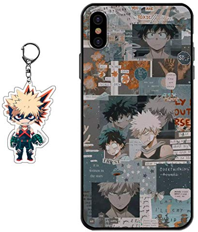 Staremeplz Compatible with iPhone XR Case With Anime Figure Design [With Keychain], Soft Silicone TPU Cartoons Protective Phone Case for Compatible with iPhone XR