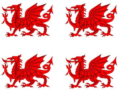 Set of 4 Welsh Dragon Temporary Tattoo Waterproof Lasts 1 week Wales Flag rugby
