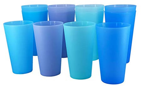 YUYUHUA Vasos de plástico de 32 onzas, sin BPA, reutilizables, aptos para lavavajillas, juego de 12 vasos grandes en 4 colores surtidos