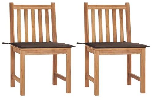 vidaXL 2X Teak Massiv Gartenstuhl mit Kissen Holzstuhl Stuhl Essstuhl Stühle Gartenmöbel Balkonstuhl Outdoor Terrassenstuhl Gartenstühle