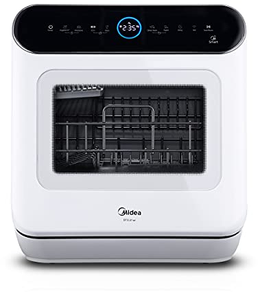 Midea ST 5.31 Mini lavavajillas Lavavajillas de sobremesa independiente de 42 cm con Wifi Control Lavavajillas 7 programas 3 cubiertos Táctil, 58 dB, utilizable con/sin toma de agua, blanco