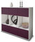 Stil.Zeit Highboard Kommode Suna, Korpus Weiss matt, Front Farb-Design Aubergine (136x108x35cm), Push-to-Open Technik & Leichtlaufschienen