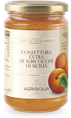 Confettura Extra di Albicocche di Sicilia Frutta Siciliana di Alta Qualità, 360 grammi