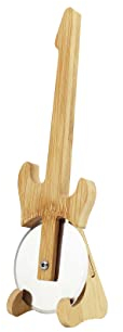 Winkee Rocks - Gitarren Pizza Schneider | Der coole Pizzaschneider für Rockstars | Pizzaroller aus Edelstahl & Holz | Schneideroller Guitar Look| Geschenk für Musiker zu Weihnachten, Geburtstag