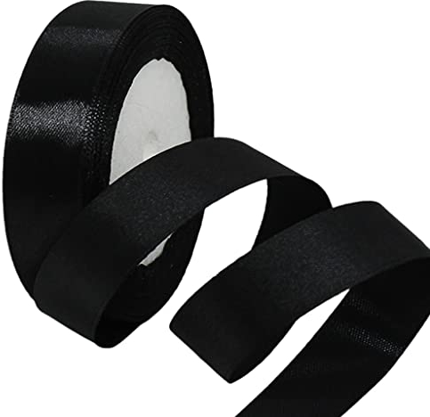 22m Satinband Geschenkband Schwarz 25mm Breit,Trauer Band Schwarz Schleifenband Satin Dekoband Geschenkverpackung Deko Band Stoffband für Halloween Weihnachten Hochzeit Taufe Geburtstag DIY-Handwerk