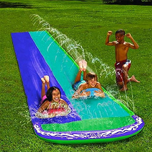 TOUS LES CADEAUX Tapis de Glisse Géant Toboggan Aquatique Double XXL 482 cm