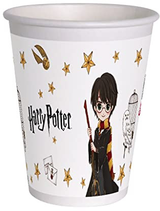 Ciao- Bicchieri Carta compostabili Harry Potter (200ml), 8 Pezzi, Multicolore, 24042