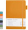 Notizbuch Dotted A5, Hardcover Dotted Journal mit Premium 100 GSM Dickes Papier, 192 Seiten, Innentasche, Elastisch Gebändert, Kunstledereinband, 14,5x21,3 cm (Bräunlich gelb)