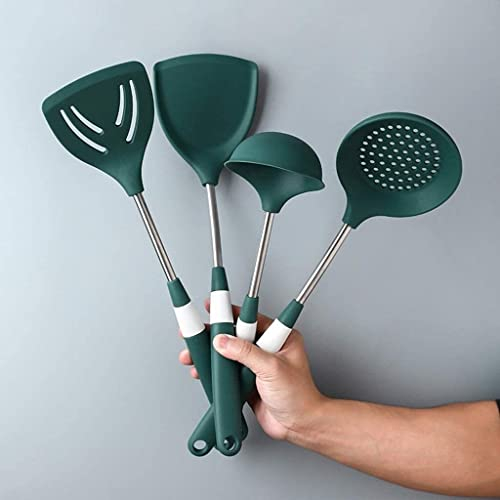Set d'Ustensiles de Cusine Professionnel 4 pièces Nouveaux ustensiles de Cuisine en Silicone antiadhésif Cuisine ustensiles de Cuisine Conception poignée en Acier Inoxydable Ensembles d'ustensiles de