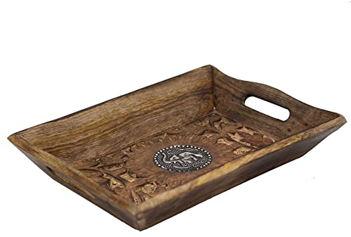 Diko.style® - Bandeja Vaciabolsillos Recibidor Madera Decorativa - Estilo Oriental con budas Decorativos, Elefante Suerte y más a Elegir Porta Chaves -24X15,5X4,6 cm (Elefante)