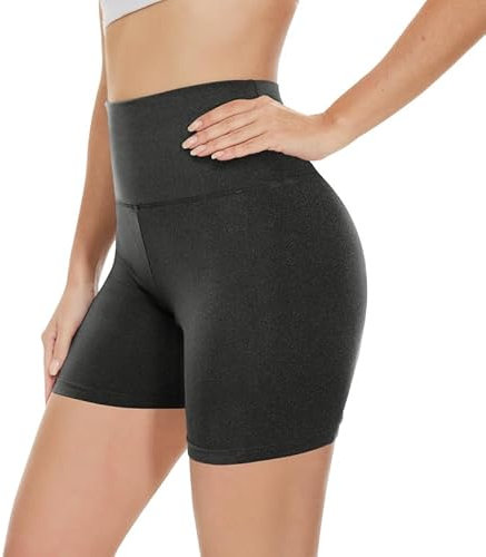 Gayhay Radlerhose Damen Kurze Shorts Sporthose Leggings Blickdicht High Waist Shorts Hotpants Sommerhose für Yoga Dunkelgrau,L-XL