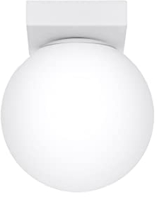 Licht-Erlebnisse Kugellampe Weiß Glas Metall Ø 12 cm H: 14,5 cm blendarm G9 Deckenleuchte Deckenlampe Flur Wohnzimmer