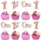 24 Stück Happy 1st Geburtstag Cupcke Toppers Glitzer Erster Geburtstag Tortendeko Crown One Geburtstag Kuchen Deko für Erster Geburtstag Party Kuchen Dekorationen Rosegold