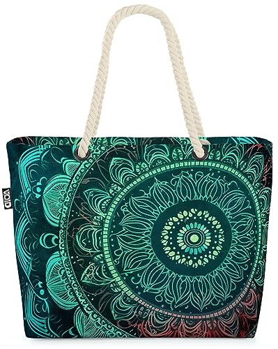 VOID Mandala Mysthisch Tattoo Yoga Strandtasche Shopper 58x38x16cm 23L XXL Einkaufstasche Tasche Reisetasche Beach Bag