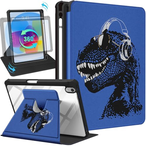 Uppuppy for iPad A16 Case - for iPad 10th Generation Case 10.9 Inch Kids Boys Cute Women Girls Cartoon Kawaii Cool Blue Unique Men Rotating Stand Folio Tablet Cover for Apple 10/11 2025