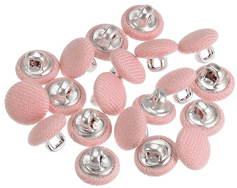 sourcing map 20 Stück 10 mm Knöpfe Pink mit Stoffüberzug Vintage Stoffknöpfe Bezogen Nähknöpfe Runde Retro Bastelknöpfe Metallschaft für Mantel Strickjacke Anzüge Kleider Blusen