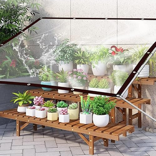 MINGPINHUIUS Telone con occhielli, trasparente con occhielli, telo di copertura in PVC, impermeabile, protezione dal vento, protezione solare per balcone, giardino, serra (1 m x 2 m)