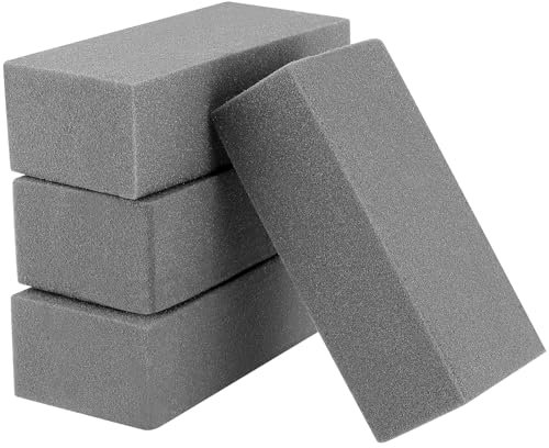 YUENPUN 4 PCS Grey Foam Flower Block, 22.7 x 10.5 x 7cm Dry Florist Foam Blocks, Thick Dry Floral Foam Bricks, Sponge Foam Block for Artificial Flowers, Floral Arranging, Weddings