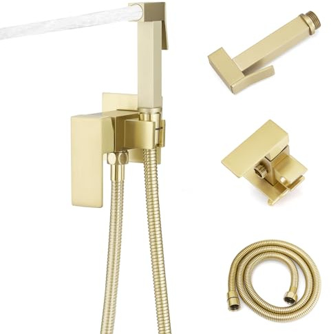 Homevacious Pulverizador de bidé para inodoro, presión de agua ajustable, cuadrado, latón