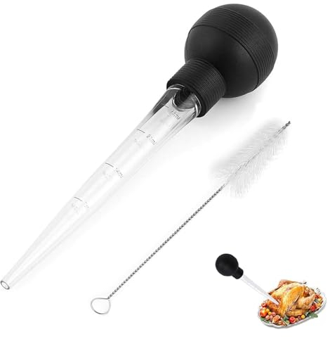 2 Pcs Turkey Baster, Baster for Cooking, Turkey Oil Dropper with Brush, Turkey Baster for Cooking, Cooking Turkey Injector Long Turkey Baster for Oiling and Marinating Turkey Beef Pork Fish (Black)