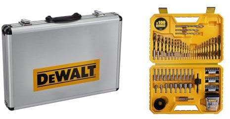 DEWALT Jeu de 15 forets et burins SDS-plus DT9679-QZ & Coffret de 100 Pièces de Perçage et Vissage Haute Performance - DT71563-QZ