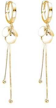 SLUYNZ 925 Sterling Silber Creolen Ohrringe für Frauen - Disc Creolen Ohrringe mit Tropfen und Quaste (B-Gold)