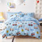 Freyamy Kinder Bettwäsche 100x135cm Blau Bunt Cartoon Auto Jungen Kinderbettwäsche Mikrofaser Cars Automotiv Babybettwäsche Bettbezug mit Reißverschluss und Kissenbezug 40x60cm