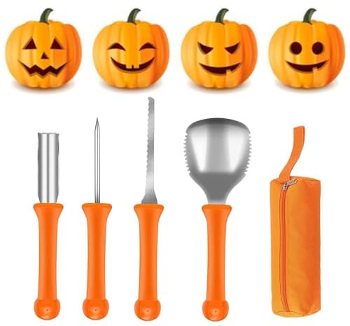 4 Stück Halloween Schnitzwerkzeug Kürbis,Schnitzset Halloween Basteln Pumpkin Schnitzen Werkzeug,Profi Kürbisschnitzwerkzeuge Set Carving Kürbisse Kopf lantern Animiert Deko,für Kinder Erwachsene