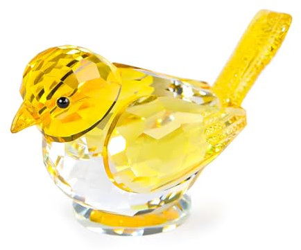 Figurines de collection en cristal jaune pour homme et femme, décoration d'oiseau en verre, centre de table, décoration d'intérieur, presse-papier, cadeaux pour les amoureux des animaux