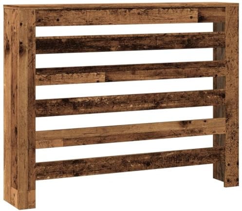 vidaXL Radiator Cover Heater Shelf - Old Wood/Brown - Engineered Wood - 104 x 20 x 82 cm - Modern Slatted Design - Living Room Furniture