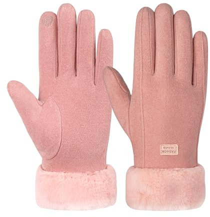 FORVEVO Handschuhe Damen Winter,Warme Touchscreen Winterhandschuhe,Thermo Handschuhe mit Fleece Futter für Outdoor Fahrrad Skifahren(Rosa)