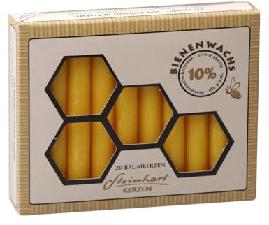 Stumpenkerzen Baumkerzen 10% Bienenwachs 95 x Ø 13 mm, 20 Stück - Honigduft