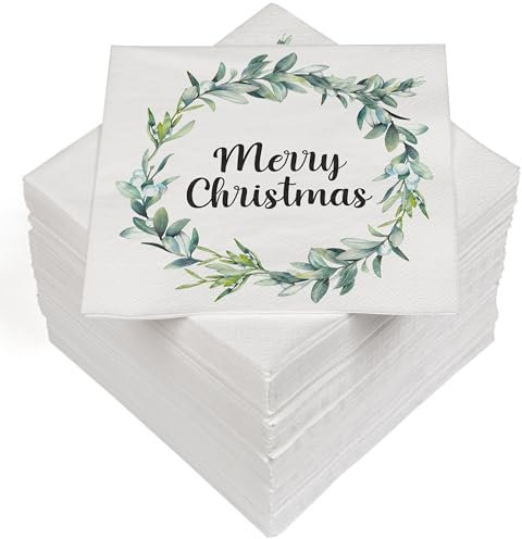 HEKU 100 Servietten, 3-lagig, 33x33cm, Merry Christmas Kranz-Motiv I Saugstark und praktisch verpackt I Breite Auswahl I Ideal für besondere Anlässe