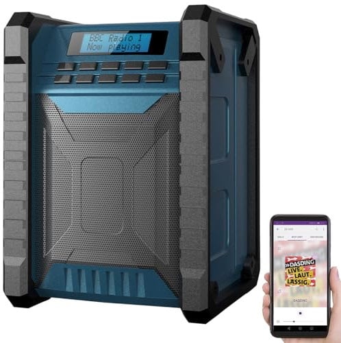 auvisio Outdoor Radio: Digitales DAB+/FM-Baustellenradio, Bluetooth, 80 Watt, IP54, Akku (Bauradio, tragbares Radio, Digital)