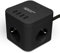 Steckdosenwürfel Mehrfachsteckdose schwarz 3 Steckdosen inklusiv 4X USB A Port mit beleuchteten EIN-/Ausschalter