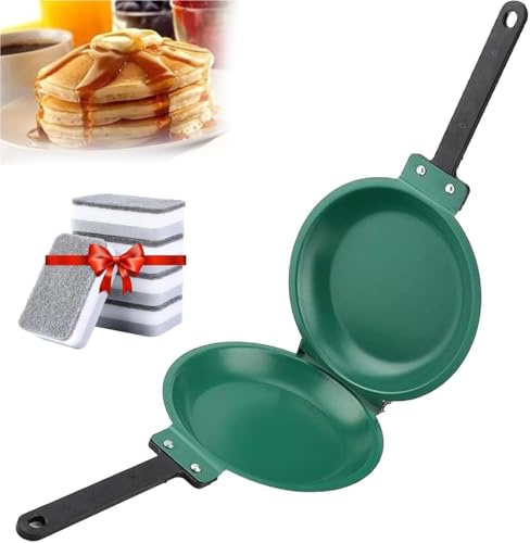 Pancake Pan, Pancake Pan 2024,Double-Sided Non-Stick Pancake Maker, Double Sided Pan, Foldable Flip Master Pancake Pan(Green)
