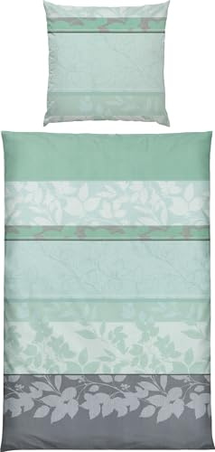 REDBEST Bettwäsche Microfaser Mint-grau Größe 1x 135x200 cm + 1x 80x80 cm