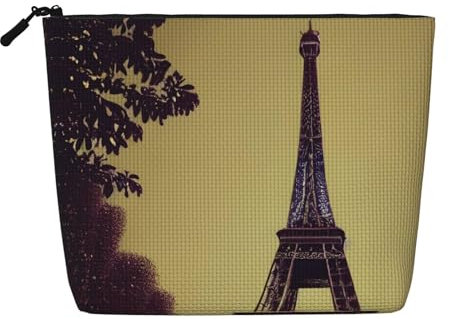 Kycvds Piccola trousse da viaggio con Torre Eiffel di Parigi, borsa per cosmetici, regalo di compleanno, regalo di Natale, Nero , Taglia unica