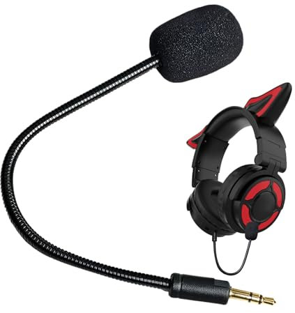 Qianeffort Headset mit Mikrofon, Ersatz-Mikrofon, 3,5-mm-Mikrofon-Headset, Ersatz-Mikrofon für Headset, externes Mikrofon, 3,5 mm Boom abnehmbar, Mikrofon-Spiel-Mikrofon für jeden kabellosen Kopfhörer