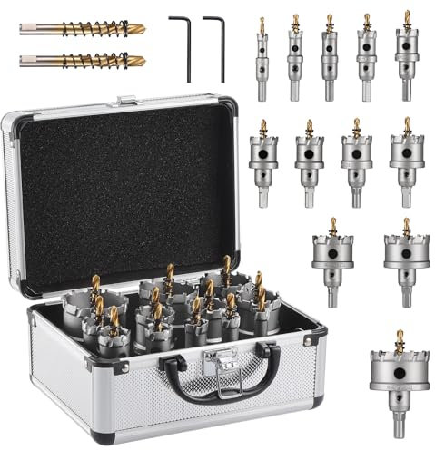 HSEAMALL 12-Piece TCT Carbide Hole Saw Kit,Heavy-Duty Metal Cutter for Stainless Steel, Iron, Aluminum, Wood & Plastic,14-54mm Precision Metal Hole Saw Drill Bits with 25mm Depth