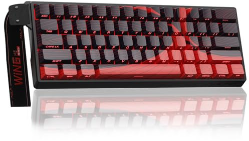 AULA WIN60 HE MAX Mechanical Gaming Keyboard Wired,Hall Effect Magnetic Switches,Adjustable Actuation Rapid Trigger,8K Polling Rate,Side Printed,RGB Backlight,60% Percent Keyboard for Mac/Win (RED)